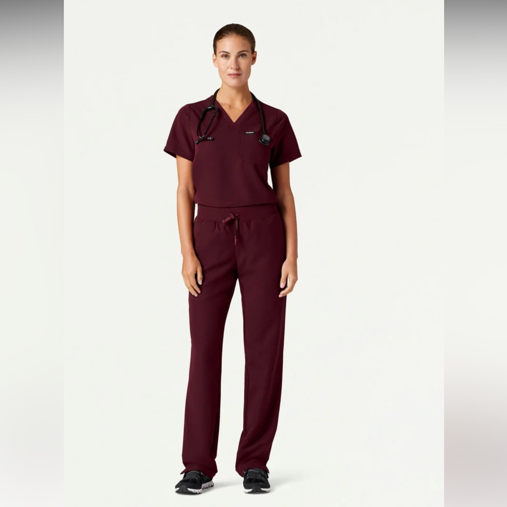 Jaanuu Women's Maroon Scrub Set